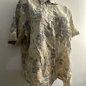 Men's Casual Button Down Shirt - Leaf Print